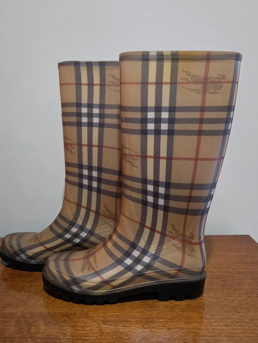Burberry Haymarket Check Rubber Mid Calf Rain BootsSize US 6.5 EU 37 UK 4